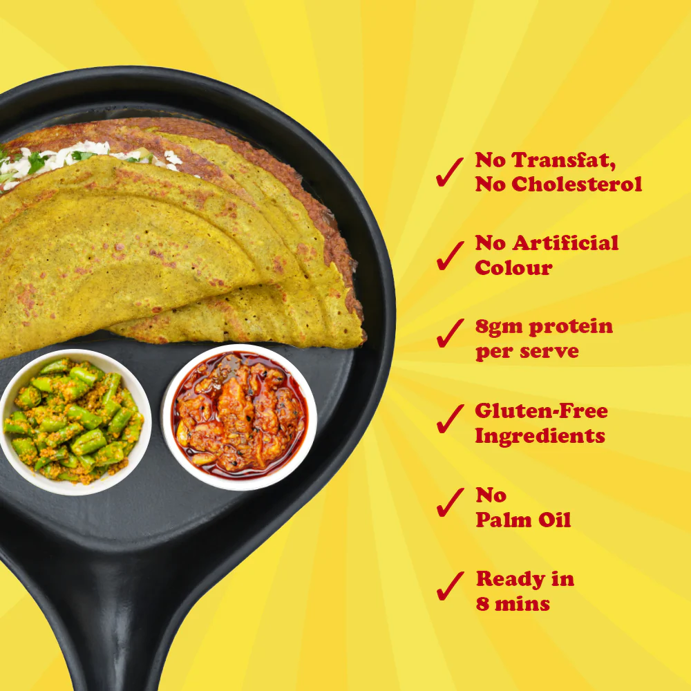 Sprouted Moong Dal Chilla - Achari and Schezwan - Pack of 2*200gms - Image 5