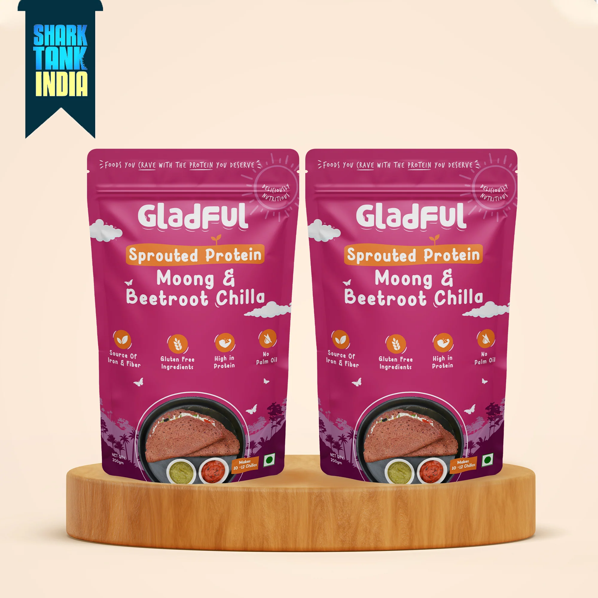 Beetroot Chilla with Sprouted Moong Instant Mix - Pack of 2*200gms