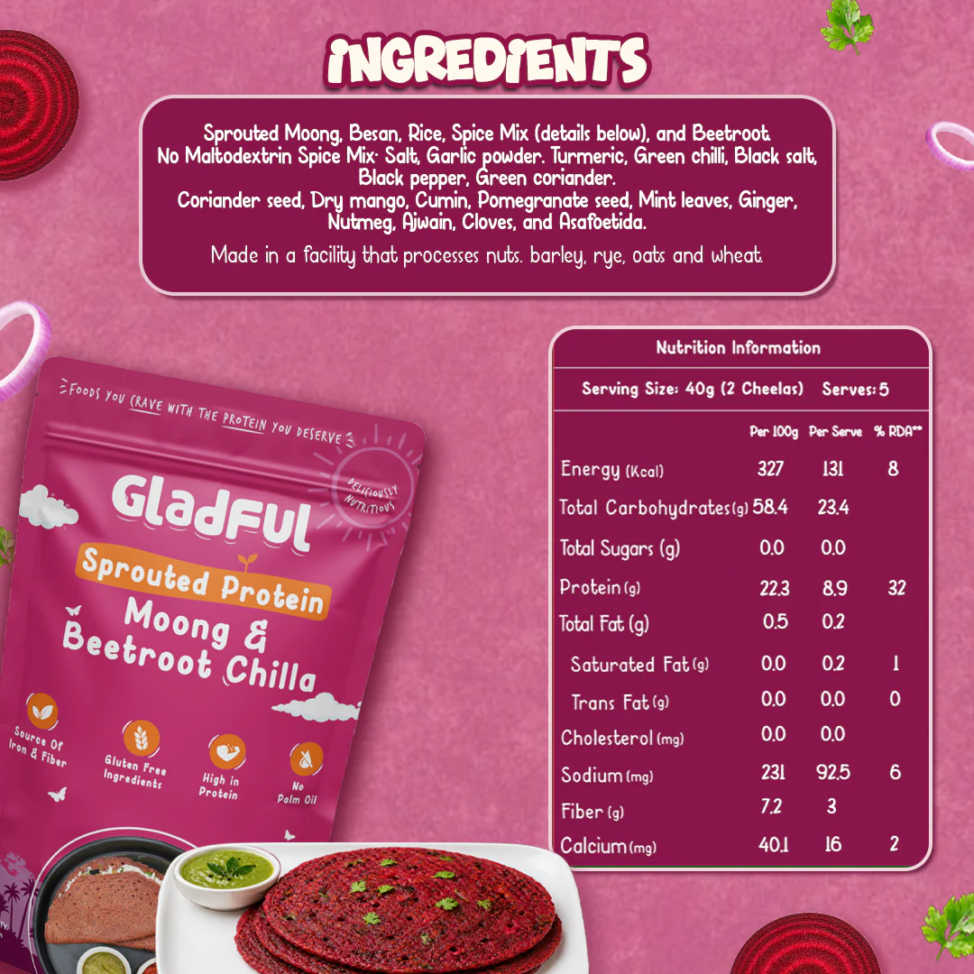 Beetroot Sprouted Moong Dal Chilla - 200gms - Image 8