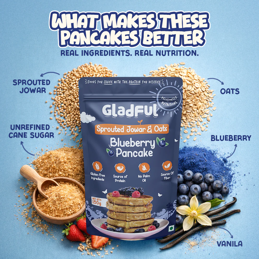 Blueberry Pancake Mix with Jowar and Oats - 150gms - Image 3