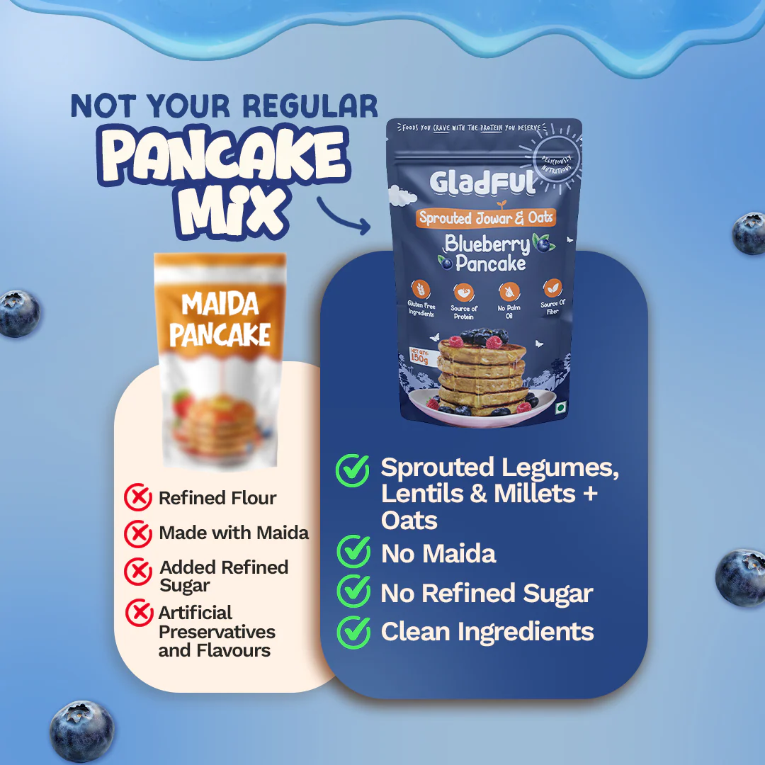 Blueberry Pancake Mix with Jowar and Oats - 150gms - Image 4