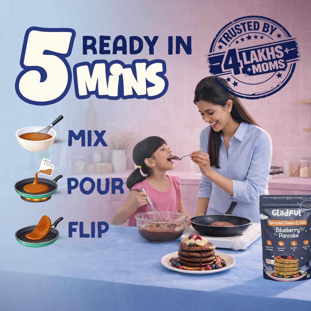 Blueberry Pancake Mix with Jowar and Oats - 150gms - Image 6