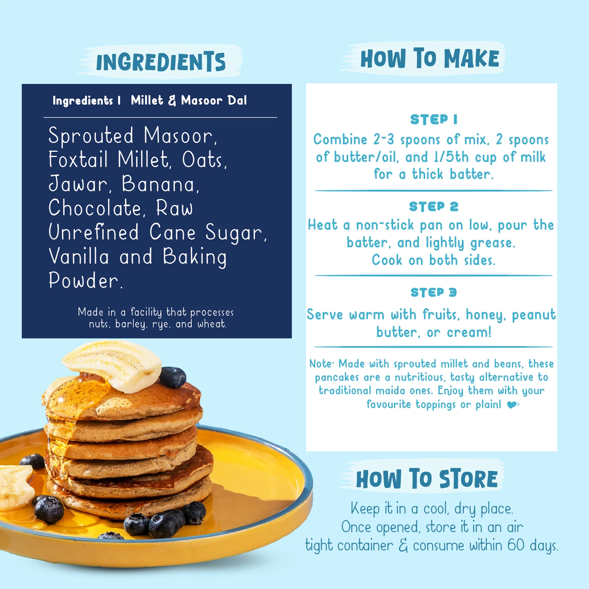 Choco Pancake Mix with sprouted Millets and Lobia Masoor Protein -  Pack of 2 - Image 4