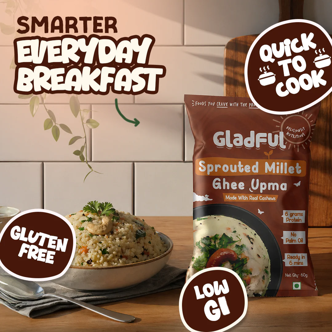Gladful Desi Ghee and Millet Instant Upma with Cashews - Pack of 5 - Image 3