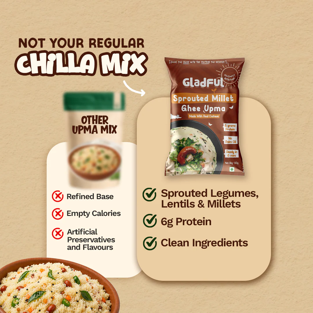 Gladful Desi Ghee and Millet Instant Upma with Cashews - Pack of 5 - Image 4