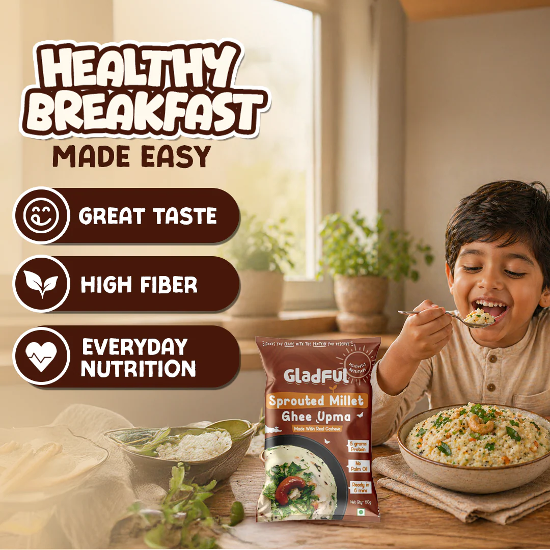 Gladful Desi Ghee and Millet Instant Upma with Cashews - Pack of 5 - Image 6