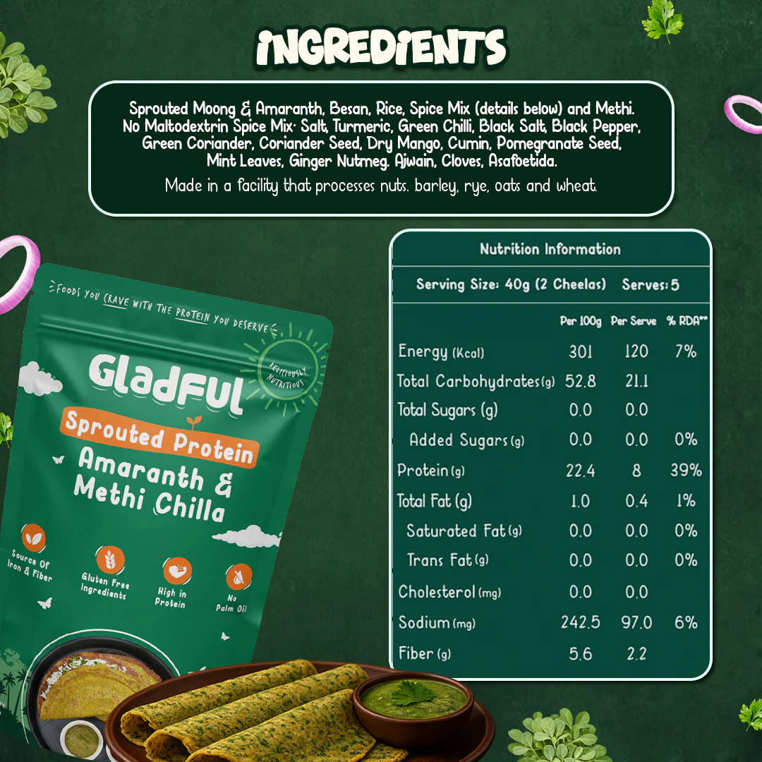 No Onion and No Garlic Methi & Amaranth Chilla Mix - 200gm - Image 8