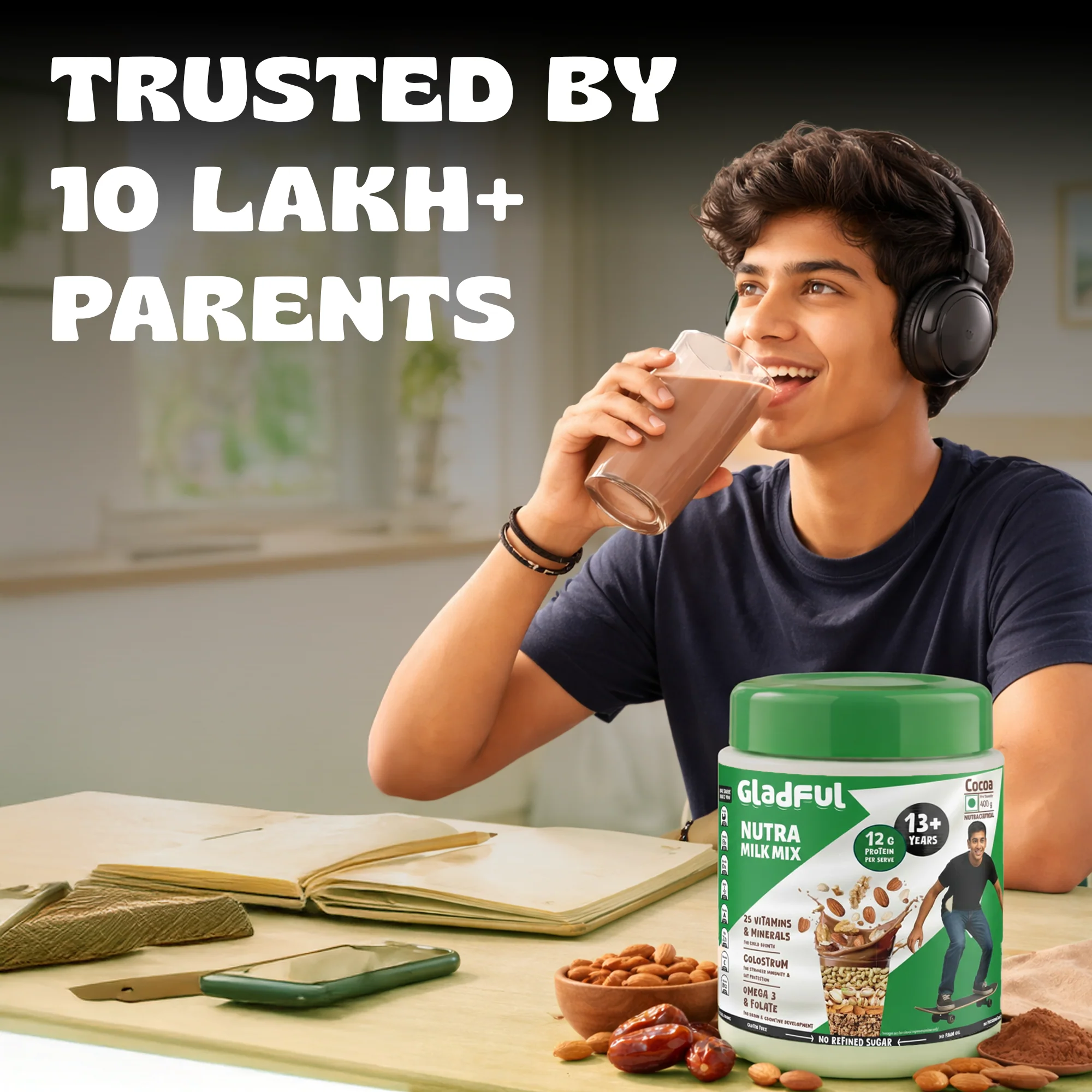 NutraMilk Mix Zero Refined Sugar Milk Mix for Teenagers - 400gms | Protein Milk Mix for Teenagers - Image 9
