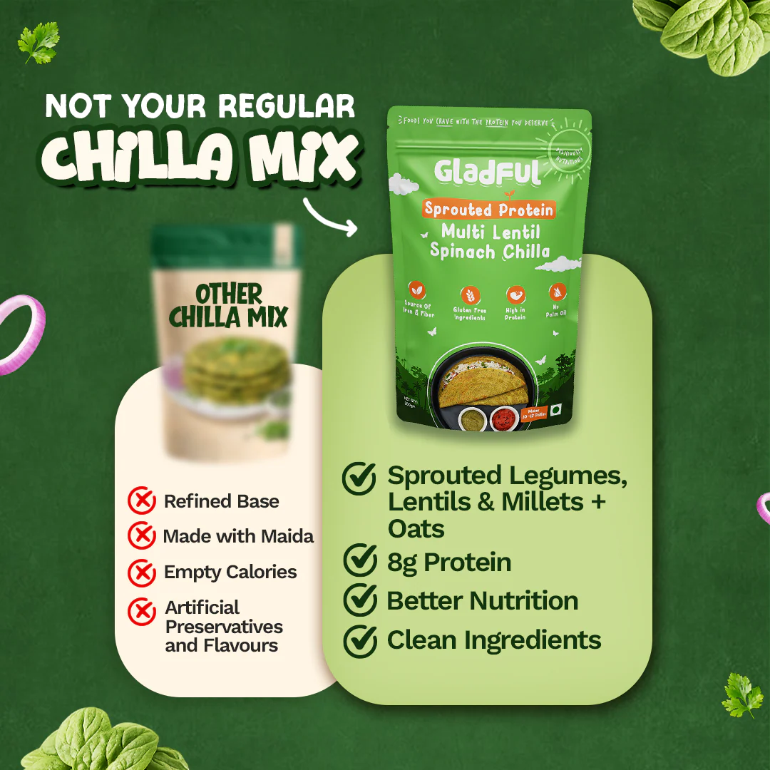 Spinach Chilla with Sprouted Lentils Instant Mix - 200gms - Image 4
