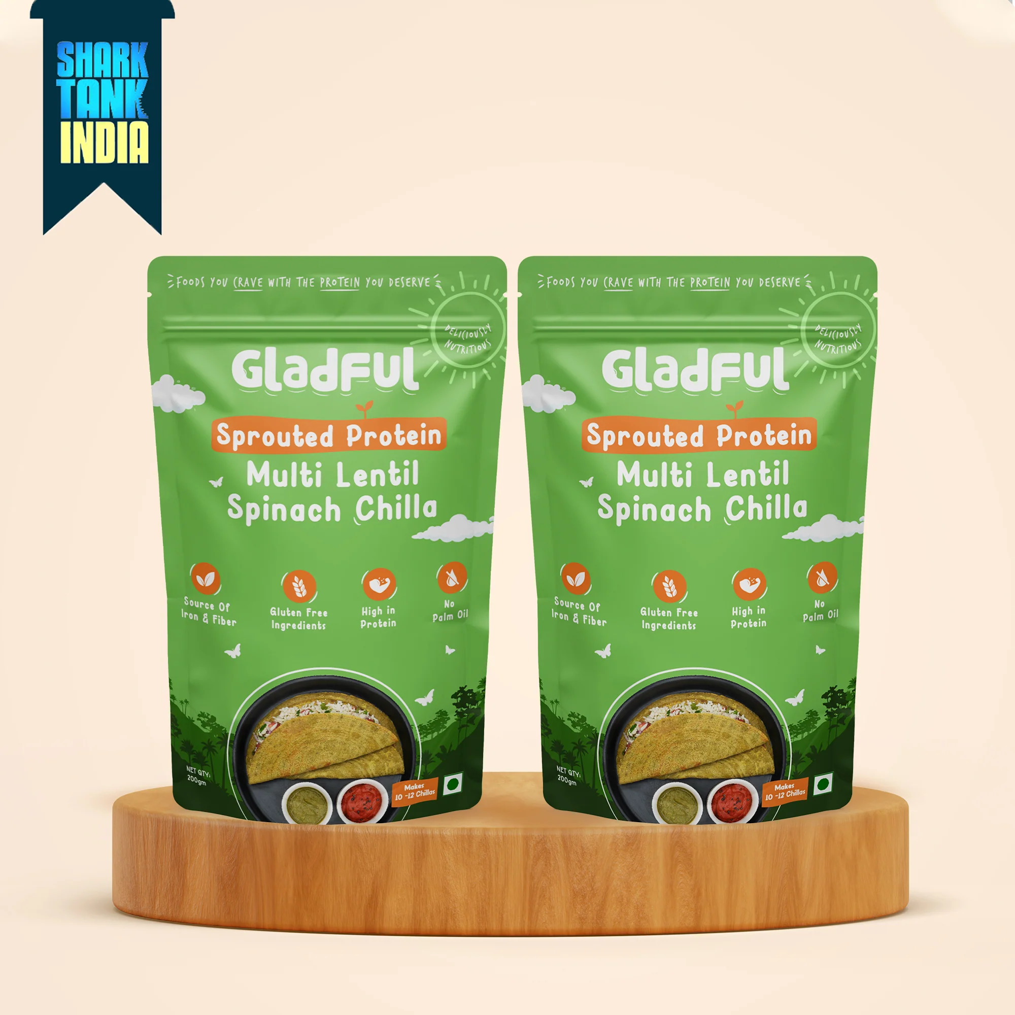 Spinach Chilla with Sprouted Lentils Instant Mix - Pack of 2*200gms