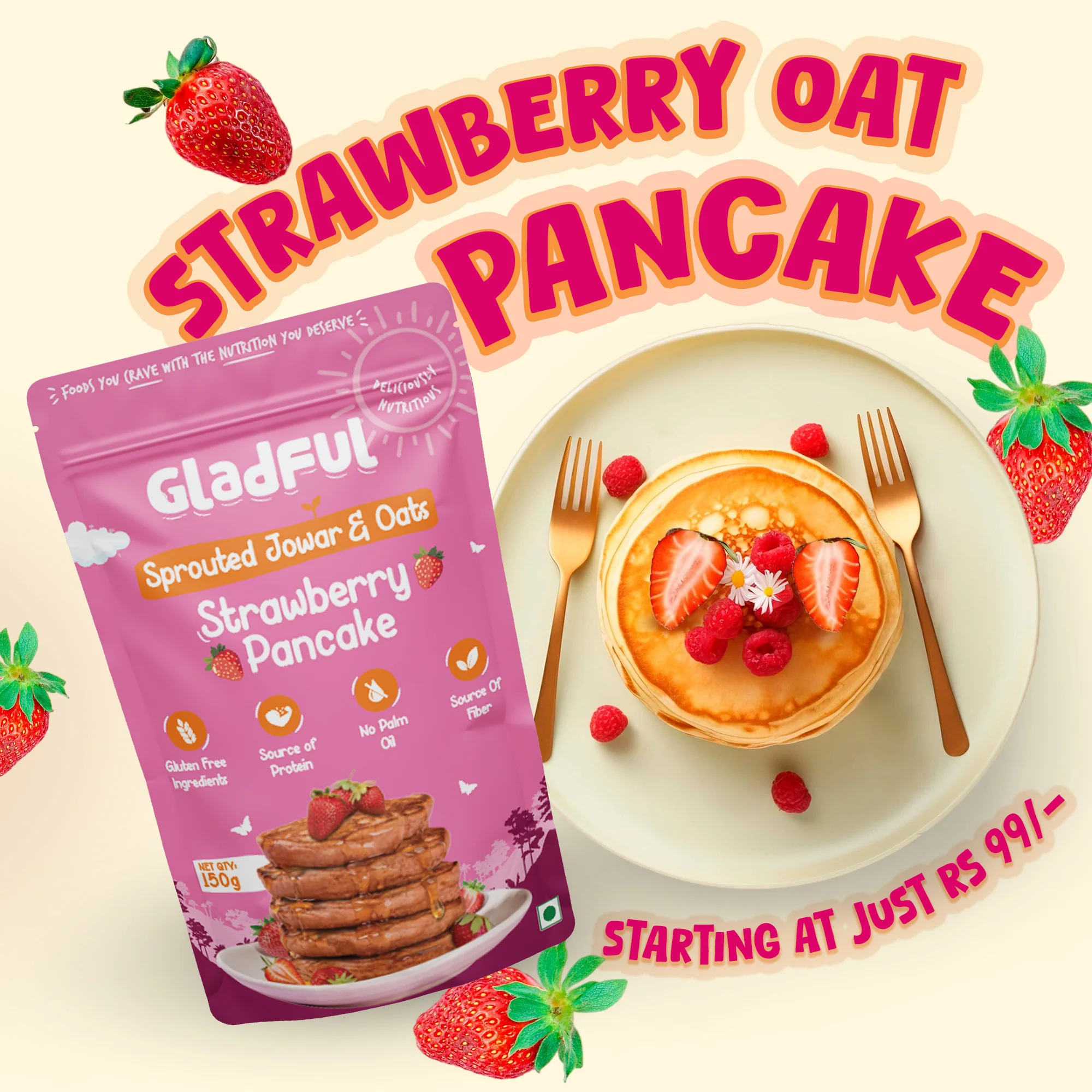 Gladful Strawberry Pancake & Blueberry Pancake - Pack Of 2*150gms - Image 5