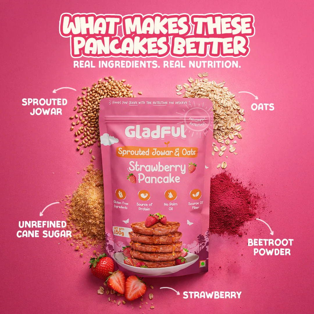 Strawberry Pancake Mix with Jowar and Oats - 150gms - Image 3