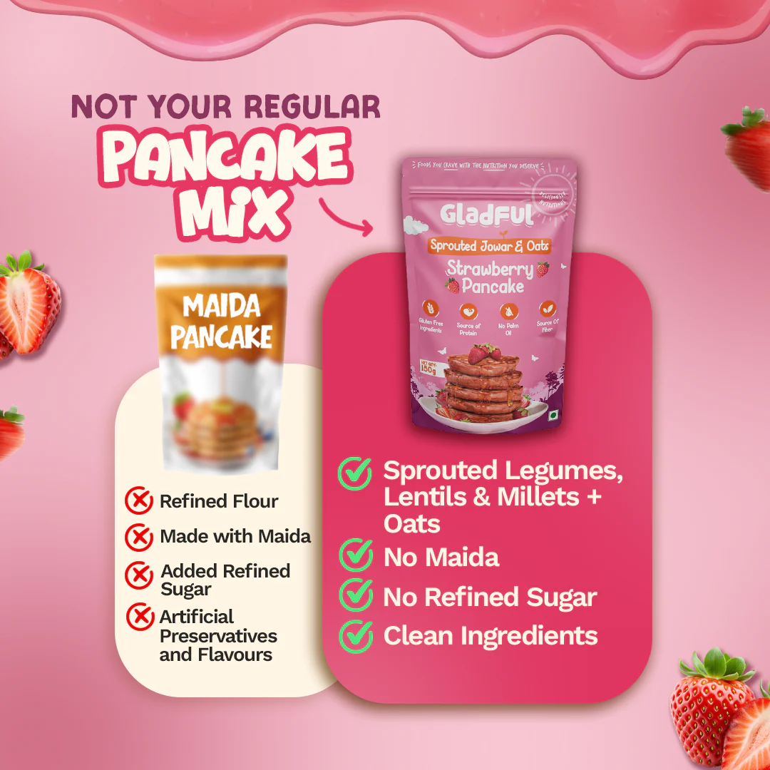 Strawberry Pancake Mix with Jowar and Oats - 150gms - Image 4
