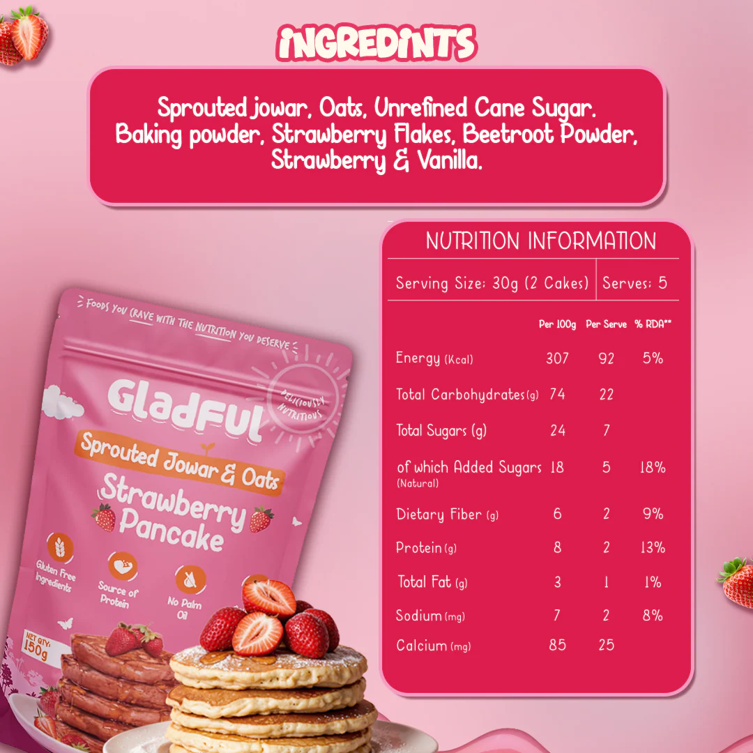 Strawberry Pancake Mix with Jowar and Oats - 150gms - Image 7