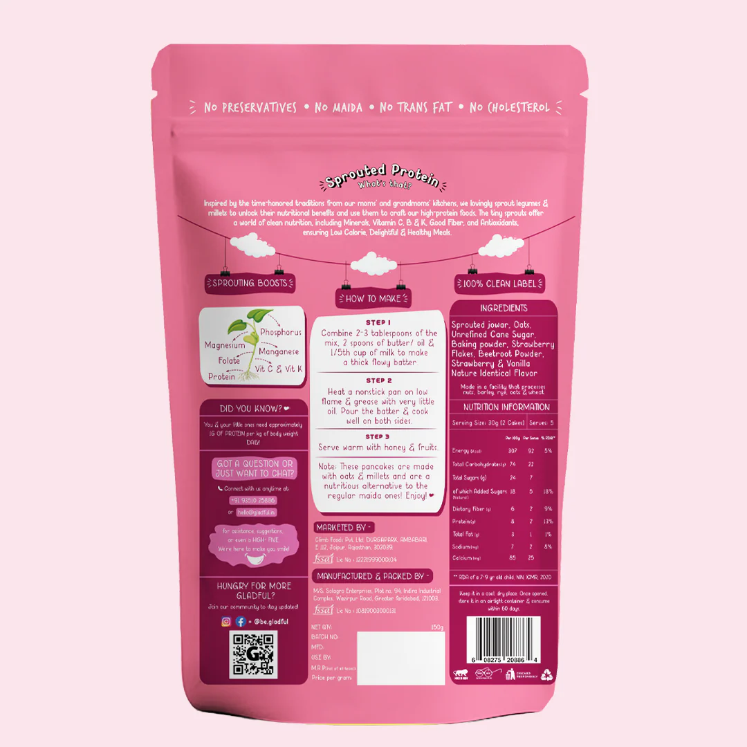 Strawberry Pancake Mix with Jowar and Oats - 150gms - Image 8